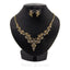 Cubic Zirconia Hollow Circle Link Drop Chain Necklace and Earrings set in 22K Yellow Gold