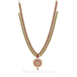 Pink Ruby Vintage Drop Necklace and Earrings Set in 22K Yellow Gold W/ Coin Accents | Pink Ruby Vintage Drop Necklace and Earrings Set in 22K Yellow Gold W/ Coin Accents for women. Be...