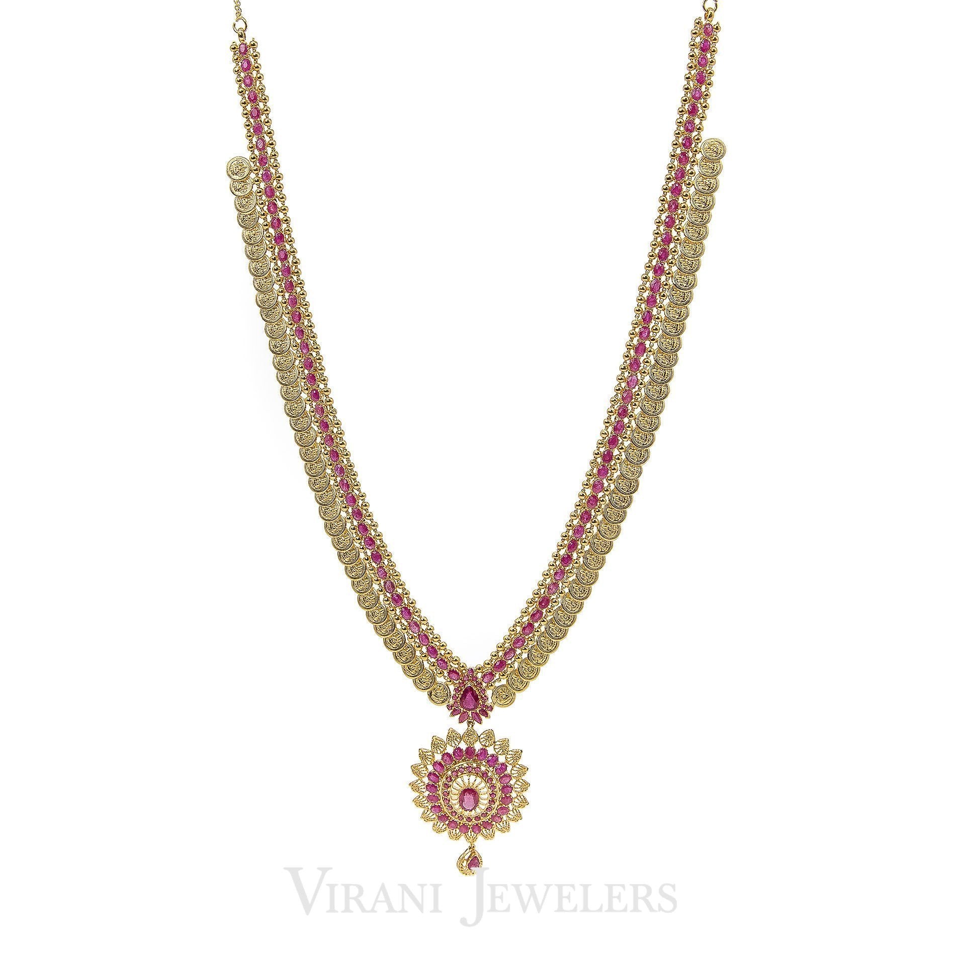 22K Gold Ruby Necklace and Earrings Set – ViraniJewelers Dev