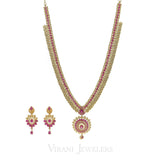 Pink Ruby Vintage Drop Necklace and Earrings Set in 22K Yellow Gold W/ Coin Accents | Pink Ruby Vintage Drop Necklace and Earrings Set in 22K Yellow Gold W/ Coin Accents for women. Be...