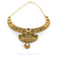 22K Yellow Gold Antique Kundan Necklace and Earrings Set W/ Ruby & Emerald Accent