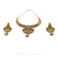 22K Yellow Gold Antique Kundan Necklace and Earrings Set W/ Ruby & Emerald Accent