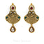22K Yellow Gold Antique Kundan Necklace and Earrings Set W/ Ruby & Emerald Accent