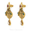 22K Yellow Gold Antique Kundan Necklace and Earrings Set W/ Ruby & Emerald Accent