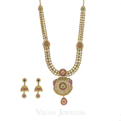 22K Gold Antique Necklace and Earrings Set - Virani Jewelers