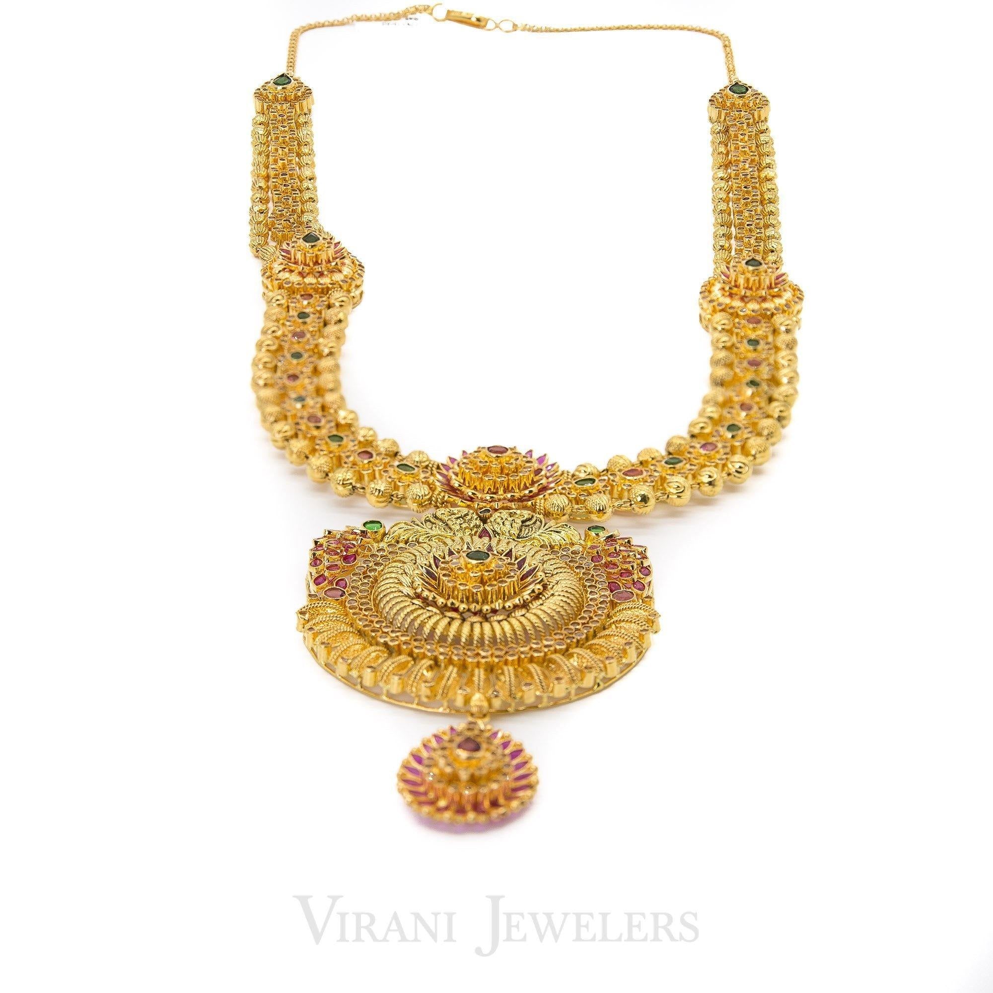Virani Jewelers 22K Gold Antique Necklace and Earrings Set