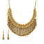 22K Yellow Gold Bohemian Chandelier Tassel Chain Necklace and Earrings Set