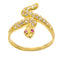 22K Yellow Gold Snake Ring W/ Cubic Zicronia and Ruby Stones