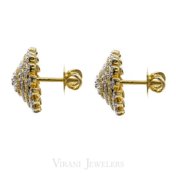1.17CT Oceanic Diamond Stud Earrings Set in 18K Yellow Gold W/ Star Accents - Virani Jewelers | 1.17CT Oceanic Diamond Stud Earrings Set in 18K Yellow Gold W/ Star Accents for women. Geometirc ...
