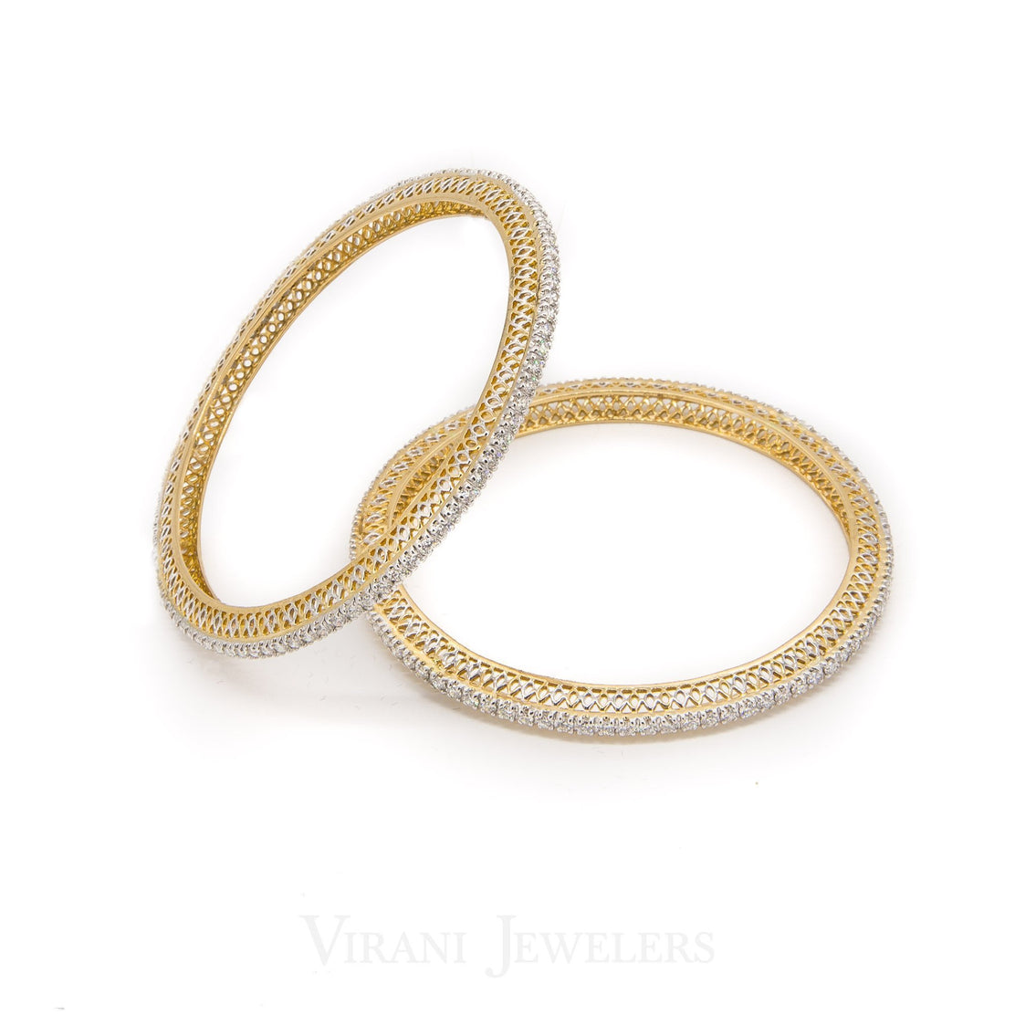 6.56ct Round Brilliant Diamond Bangles in 18K Yellow Gold Set of 2
