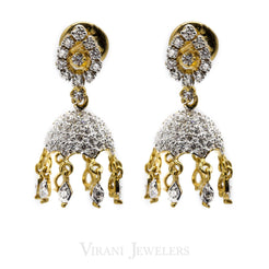 1.04CT Jellyfish Diamond Drop Jhumki Earrings Set in 18K Yellow Gold - Virani Jewelers