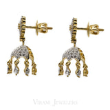 1.04CT Jellyfish Diamond Drop Jhumki Earrings Set in 18K Yellow Gold - Virani Jewelers | These Jhumki 18K gold earrings are designed with an oceanic inspiration. The stunning diamond-dro...