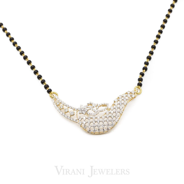 1.12 CT Diamond Pendant Mangalsutra Set in 18K Yellow Gold W/ Sultry Sled Design - Virani Jewelers | This is a 1.12ct Diamond Mangalsutra with a sultry sled design for women set in 18K yellow gold. ...