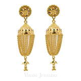 22K Yellow Gold Jhumki Drop Earrings W/ Hanging Link Tassels | 22K Yellow Gold Jhumki Drop Earrings W/ Hanging Link Tassels for women.Gold weight of 16.5 grams....