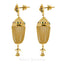 22K Yellow Gold Jhumki Drop Earrings W/ Hanging Link Tassels