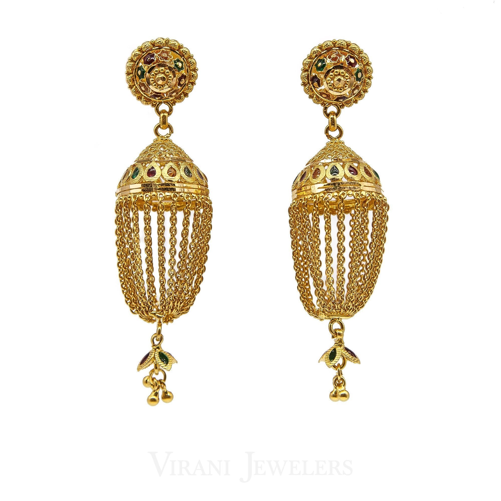Elephant top semi circular design pearly hanging earrings – Odara Jewellery