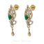 0.86 CT Floral Diamond Drop Earrings in 18K Yellow Gold W/ Centered Emerald Stone - Virani Jewelers