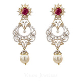 18K Yellow Gold Diamond Bridal Necklace & Earrings Set W/ 8.17ct Diamonds, Rubies & Pearls - Virani Jewelers | 18K Yellow Gold Diamond Bridal Necklace & Earrings Set W/ 8.17ct Diamonds, Rubies & Pearl...