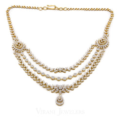 10.08CT Diamond Necklace and Earring in 18K Yellow Gold W/ Cable Link Chain - Virani Jewelers