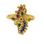 22K Yellow Gold Peacock Ring W/ Semi Precious Stones & Hand Paint Finish