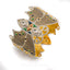 22K Yellow Gold Hand Painted Butterfly Cuff Bangle W/ Diamond Cutting