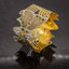 22K Yellow Gold Hand Painted Butterfly Cuff Bangle W/ Diamond Cutting