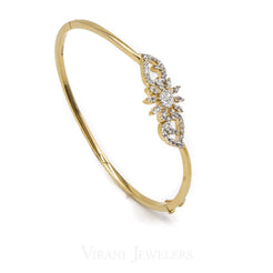 0.66CT Diamond Cuff Bracelet Set in 18K Yellow Gold W/ Centered Flower Design - Virani Jewelers
