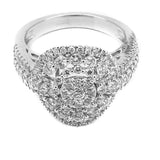 1.31CT Brilliant Engagement Diamond Ring Set in 14K White Gold W/ Round Frame - Virani Jewelers | This is a 1.31ct brilliant diamond encrusted engagement ring set in 14K white gold with a round h...