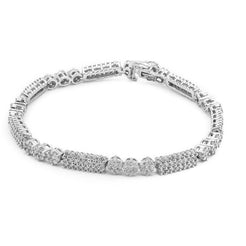 4.03CT Diamond Modern Tennis Bracelet Set in 18K White Gold W/ Fold Over Closure - Virani Jewelers