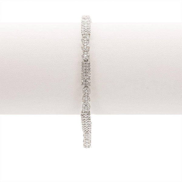4.03CT Diamond Modern Tennis Bracelet Set in 18K White Gold W/ Fold Over Closure - Virani Jewelers | Modern 4.03CT Diamond Tennis Bracelet set in 18K White Gold with Fold Over Closure for women. Thi...