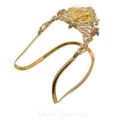 22K Yellow Gold Laxmi Arm Vanki W/ Ruby, Emerald & Cubic Zirconia Stones - Virani Jewelers