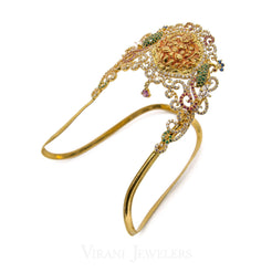 22K Yellow Gold Laxmi Arm Vanki Set W/ Ruby, Emerald & Cubic Zirconia Stones - Virani Jewelers