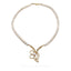 Pearl Necklace & Earring Set Set in 22K Yellow Gold W/ Cubic Zirconia Stones - Virani Jewelers