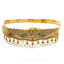 22K Yellow Gold Vaddanam Chandelier Waist belt W/Multi Stone Encrusted Colorful Peacock Design