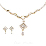 3.73CT Diamond Necklace and Earrings in 18K Yellow Gold W/ Double Diamond Frame Pendant | 3.73CT Diamond Necklace and Earrings in 18K Yellow Gold W/ Double Diamond Frame Pendant for women...