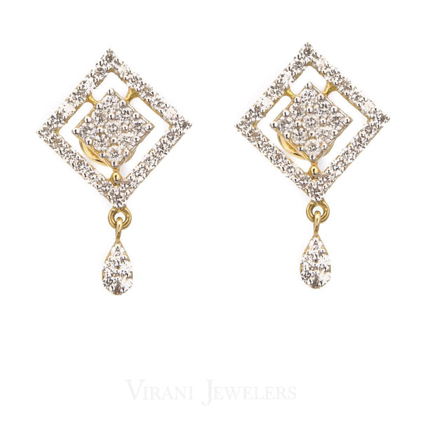 3.73CT Diamond Necklace and Earrings in 18K Yellow Gold W/ Double Diamond Frame Pendant | 3.73CT Diamond Necklace and Earrings in 18K Yellow Gold W/ Double Diamond Frame Pendant for women...