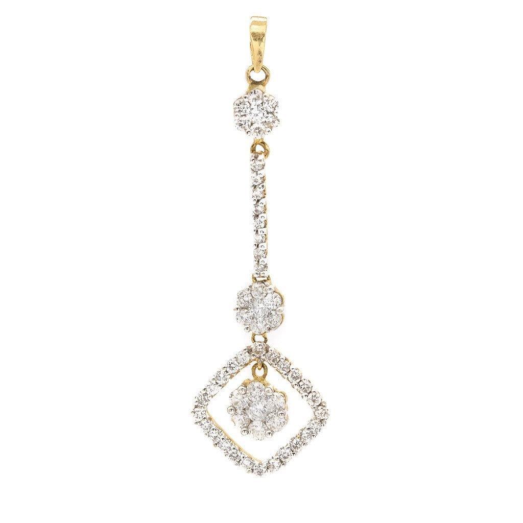 1.04CT Diamond Multi Floral Drop Pendant In 18K Yellow Gold - Virani Jewelers | This Floral Diamond Drop Pendant features 1.04ct diamonds set in 18K yellow gold. Its gold weight...