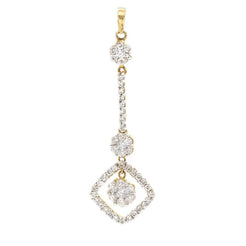 1.04CT Diamond Multi Floral Drop Pendant In 18K Yellow Gold - Virani Jewelers