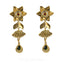 22K Yellow Gold Floral Choker Necklace & Earring Set W/Multi Gems