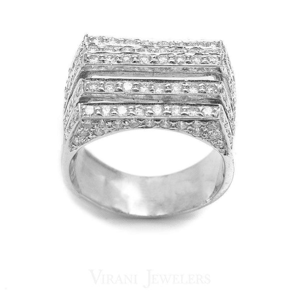 1.71CT Diamond Five Frame Ring Set in 18K White Gold - Virani Jewelers | This luxurious 5-row diamond ring is set in 18K white gold encrusted with 1.71ct brilliant diamon...