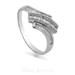 0.33CT Diamond Crossover Baguette Ring Set in 14K White Gold - Virani Jewelers