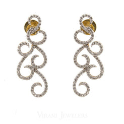 1.23CT Diamond Drop Filigree Earrings Set In 18K White Gold W/ Screw Back Post - Virani Jewelers