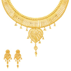 22K Yellow Gold Beaded Filigree Classic Jewelry Set
