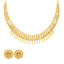 22K Yellow & White Gold Beaded Stud Earring w/ Necklace Set