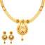 22K Yellow Gold Chandbali Earring & Necklace Set w/ Red Accents