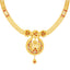22K Yellow Gold Chandbali Earring & Necklace Set w/ Red Accents