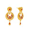 22K Yellow Gold Chandbali Earring & Necklace Set w/ Red Accents