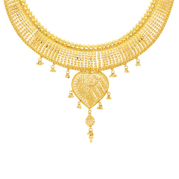 22K Yellow Gold Beaded Filigree Classic Jewelry Set | 


This classy 22K yellow gold earring and necklace set for women has everything you need to ligh...