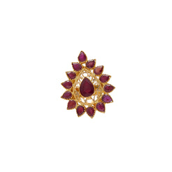 22K Yellow Gold & Ruby Teardrop Cocktail Ring (7.1gm)