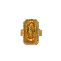 22K Gold & CZ Ganesh Ring (18.2gm)